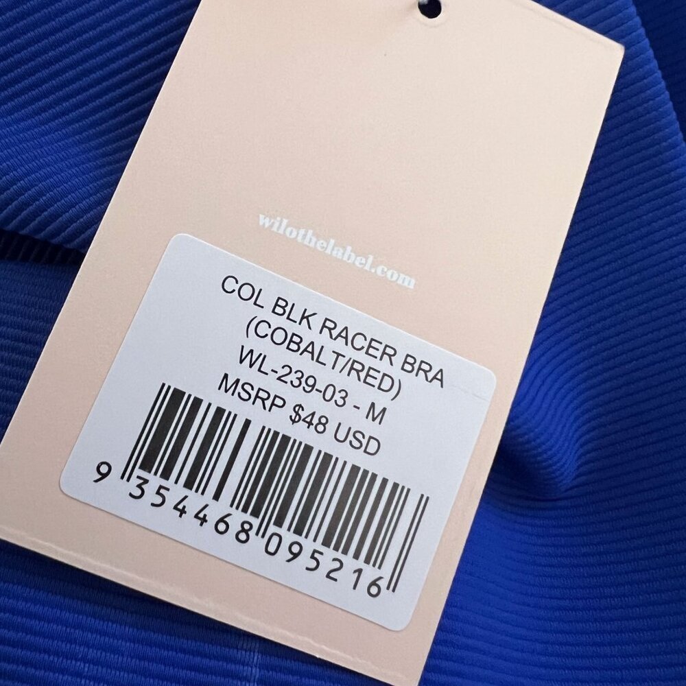 WILO THE LABEL Ribbed Colorblock BLUE Racer Sports Bra sz M - Picture 6 of 10